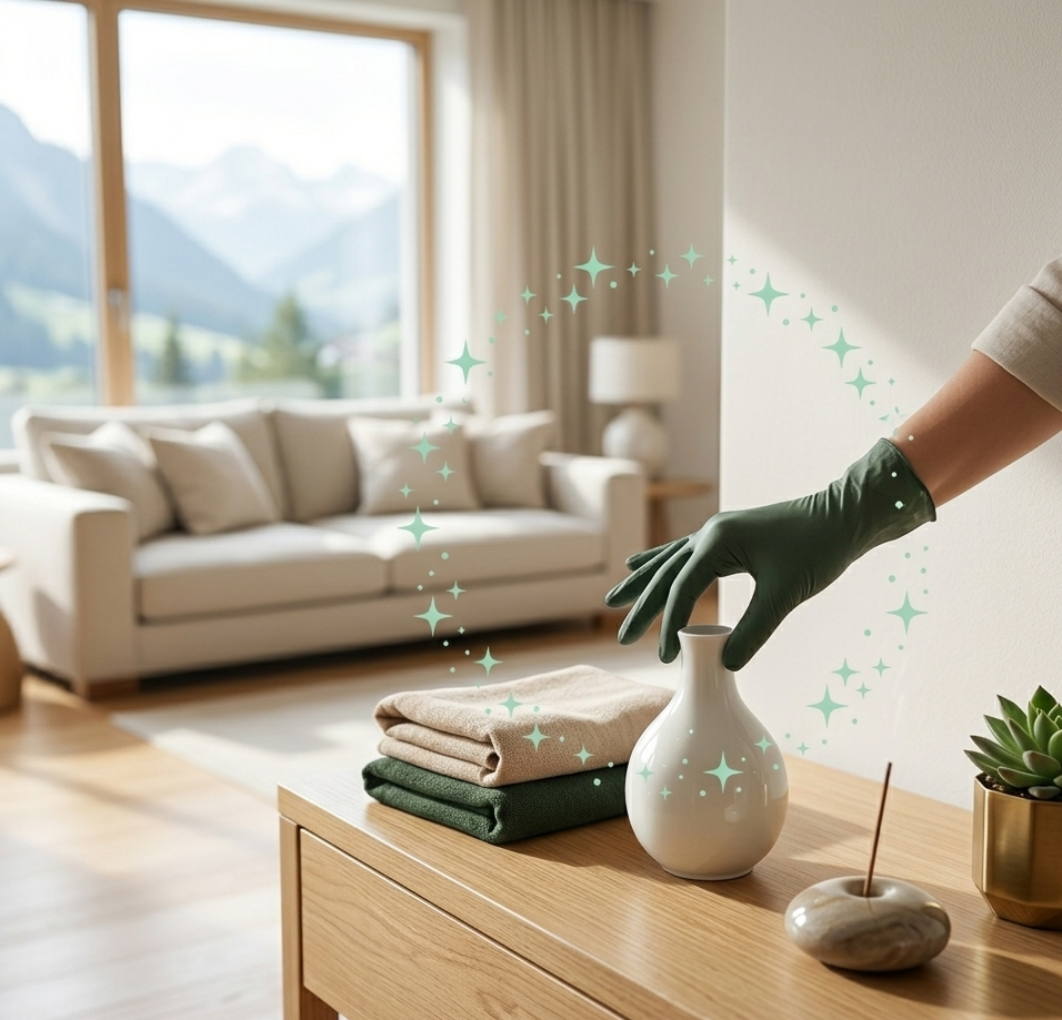Professionell gereinigter Wohnraum
